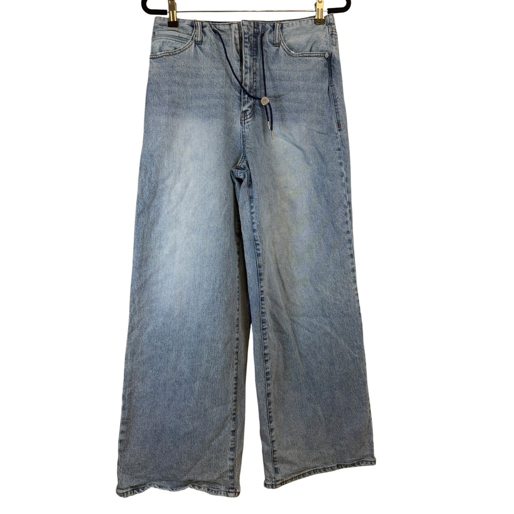 Habitual Womens Wide Leg Jeans Light Wash Drawstring Waist Size 6/28